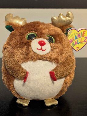 Beanie Ballz "Mistletoe" reindeer plush